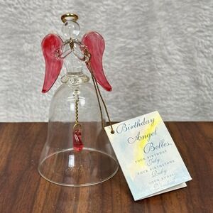 VTG Ganz Birthday Angel Belles July Ruby‎ Glass Bell Figurine Verchiel 5" Gift